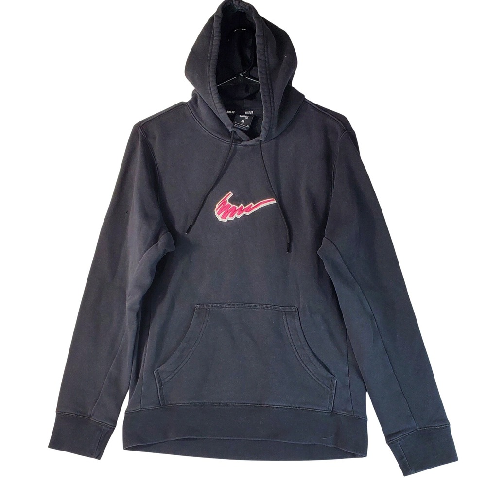 Nike SB Skateboarding Hoodie Black Pink Embroidered Graphic BV8732-010 Womens S
